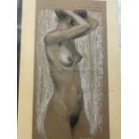 Alec Wiles (1924-2020): Cornish School ochre pastel sketches of female nudes, some dated 1989.