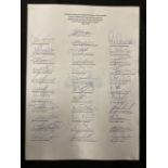 Football/World Cup: Scarce Team sheet signed by 30 players and Glen Hoddle for 1998 World Cup warm-