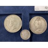 Numismatics: Crowns, 1889 George and Dragon, Young Head Crown, and a 1937 George VI Coat of Arms