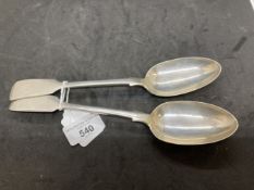 Hallmarked Silver: Pair of tablespoons, George Adams, London date letter t for 1874-75. Approx.