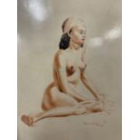 Alec Wiles (1924-2020): Cornish School watercolour study of a nude female dated 45, together with