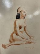 Alec Wiles (1924-2020): Cornish School watercolour study of a nude female dated 45, together with