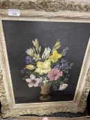 Alison Jerry: 20th cent. Oil on canvas, still life flowers in vase, in moulded painted frame. 17ins.