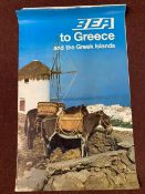 Travel: Colour agents posters B.E.A to Greece, and To Iceland Direct by Trident. 25 ins. x 40ins.
