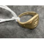 Hallmarked Gold: Gents signet ring, Birmingham mark 9ct. 375 maker S.D. 6.6g.