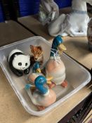 20th cent. Ceramics: Beswick Panda Cub Seated No. 1748, Duck Family, duck, drake and baby A/F. The