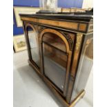 19th cent. Empire style ebonised display cabinet inlaid with walnut and exotic woods in a