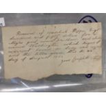 Slavery/USA: A hand-written receipt for girl and child in full "Received of Zedekiah Pepper eight