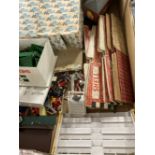Toys/Scalextric: Mixed collection of playworn vintage in boxed event board and racing pit.
