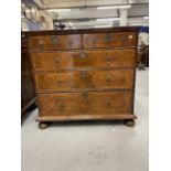 18th cent. Walnut chest of drawers, with seaweed marquetry inlay, cross banded and inlaid to the