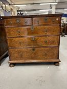 18th cent. Walnut chest of drawers, with seaweed marquetry inlay, cross banded and inlaid to the