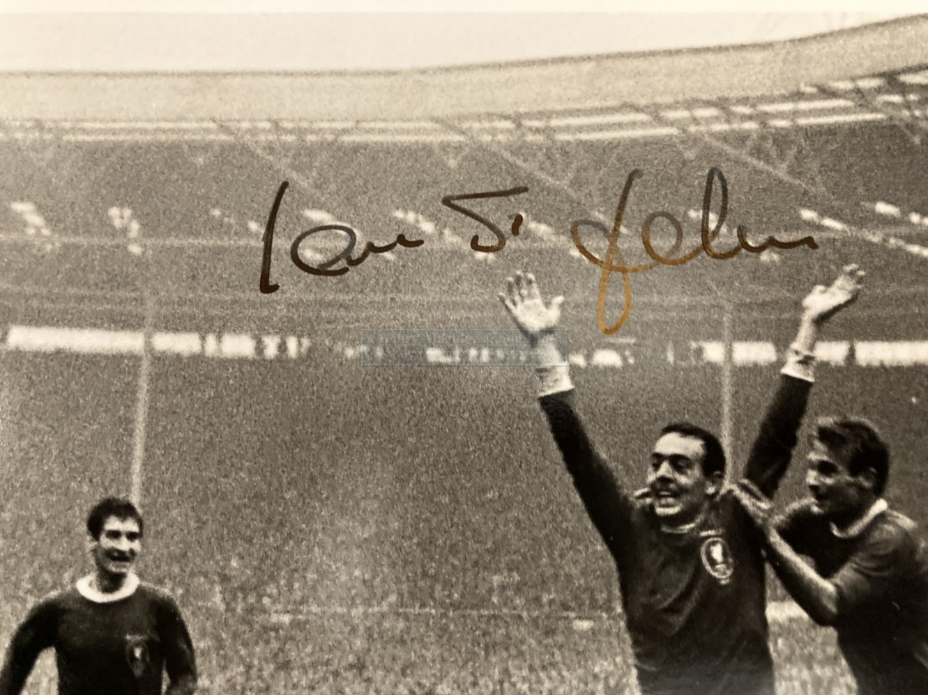 Football: Liverpool, three silver gelatin photographs of 1965 Cup Final, all signed by Ian St. John, - Image 4 of 6