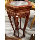 20th cent. Chinese hardwood stand with inset marble top 13ins. x 33ins.