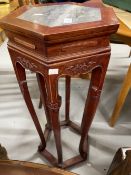 20th cent. Chinese hardwood stand with inset marble top 13ins. x 33ins.