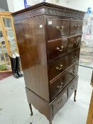 20th cent. George III style mahogany tallboy on club supports. 31ins.