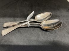 Hallmarked Silver: Set of five dessert spoons, London 1800-01, maker H.S. 4oz.