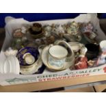 20th cent. Ceramics: Miniature teapots, milk jug and bowl, candlesticks including Dresden, etc. (