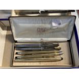 Pens: Parker sterling silver cased cross hatch pattern 'Cisele' fountain pen and propelling pencil
