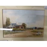 English School: Watercolours in glazed oak frames possibly by David Newton, a pair. Countryside