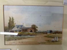 English School: Watercolours in glazed oak frames possibly by David Newton, a pair. Countryside