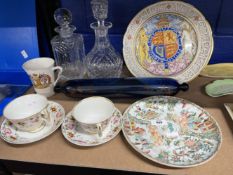 19th cent. and later ceramics and glass to include Bristol Blue rolling pin, Paragon Edward plate,