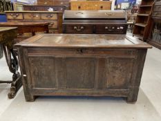 18th/19th cent. Oak thirteen panelled coffer. 48ins. x 25ins. x 24ins.