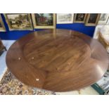 Mid 20th cent. Fine Regency reproduction mahogany Jupp style circular table on four supports, with