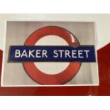 Transport: Rare original London Underground enamel roundel with BAKER STREET comprised of three