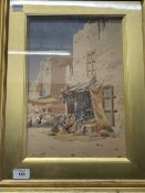 19th cent. Continental School: Watercolours of North African street scenes, indistinct signature