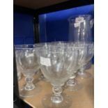 Early 20th cent. Glass: Knop stem wineglass x 6 plus lemonade jug (1A/F), together with rinsers x