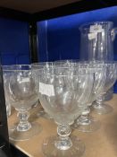 Early 20th cent. Glass: Knop stem wineglass x 6 plus lemonade jug (1A/F), together with rinsers x