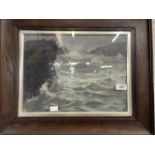 20th cent. English School. Oil on board, stormy sea, signed E. Hunter. 14ins. x 11ins.