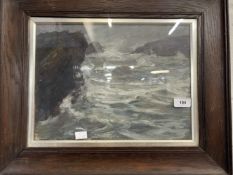 20th cent. English School. Oil on board, stormy sea, signed E. Hunter. 14ins. x 11ins.