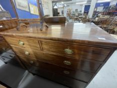 19th cent. Mahogany chest of two over three drawers. 47ins. x 46ins. x 23ins.