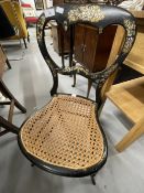 Victorian papier-mache bedroom inlaid with mother of pearl side chairs, a pair.