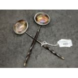 Hallmarked Silver: Toddy ladles with horn handles, London 1800-01, Joseph Snapt. ¾oz. Inclusive.