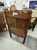 18th cent. Mahogany galleried washstand tray top commode chamfered square supports. 19ins. x