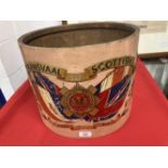 Militaria: Rare WWI Transvaal Scottish Battalion regimental drum (missing drum head). 15ins.