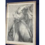 English School: Pencil drawing heightened with chalk, of a female torso, unsigned. Framed and