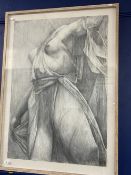 English School: Pencil drawing heightened with chalk, of a female torso, unsigned. Framed and