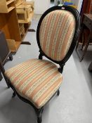 19th cent. Rosewood ebonised oval back salon chair with upholstered seat and back.