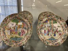 Early 19th cent. Chinese set of ten Canton side plates all decorated with figures in garden