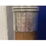 WWI/Militaria: Killarney yew staff presented by Lt. Col. H. G. Leahy to RGA Band 1917. Silver