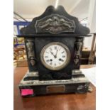 19th cent. Marble mantel clock with Neo Classical fittings, with inscription 'Presented to Richard