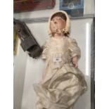 Toys: Continental doll Porzellanfabrik Burggrub No. 169. Bisque head, painted face, open and close