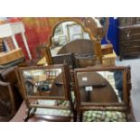 19th cent. Mahogany dressing table mirrors of delicate form (3).