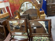 19th cent. Mahogany dressing table mirrors of delicate form (3).