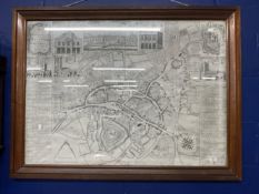 Reproduction map of Devizes in moulded oak frame. 46ins. x 35ins.