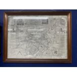 Reproduction map of Devizes in moulded oak frame. 46ins. x 35ins.