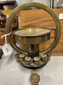 Scientific Instruments: Tangent galvanometer, brass bodied signed W.G. Pye Cambridge England. Height